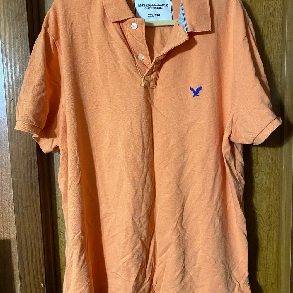 American Eagle Outfitters Men's Polo in Vibrant Orange